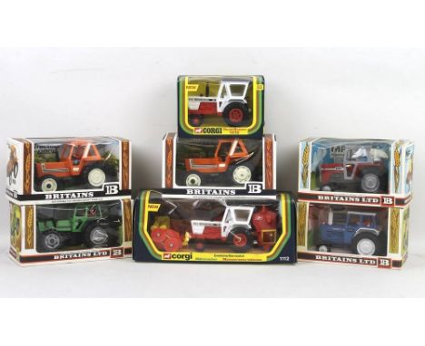 A group of Britains tractors, mint and boxed, comprising;Ford Tractor 9524, Fiat Tractor 9528, Fiat Trattori 9528, Deutz Trac