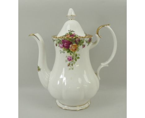 A Royal Albert porcelain part coffee service decorated in the 'Old Country Roses' pattern, comprising coffee pot, cream jug, 