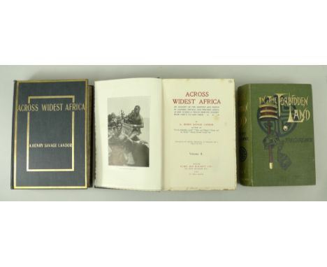 A Henry Savage Landor; Across Widest Africa, first edition, 2 vols, 8vo, gilt tooled cloth, published by Hurst and Blackett L