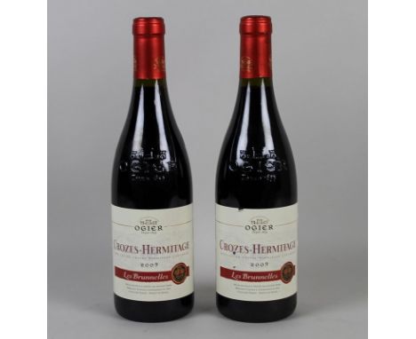 Vintage Wine: two bottles of Crozes-Hermitage, Les Brunnelles, Ogier, 2009, U: 1cm or better. (2)