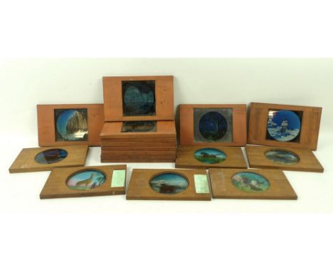 A quantity of Victorian magic lantern slides, Yeates & Son Dublin, including animals, English and Continental views, and sea 