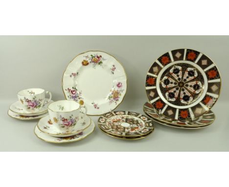 A set of three Royal Crown Derby Old Imari plates, pattern no 1128, 21.5cm diameter, two Traditional Imari tea plates, no 245