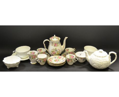 Ceramics - a Staffordshire part coffee service printed with flowers;  Wedgewood Countryware teapot, sugar bowl, breakfast cup