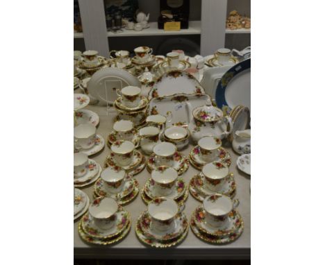 Royal Albert Old Country Roses - tea for twelve, comprising of teapot, sugar bowls, milk jug, sandwich tray, bread and butter