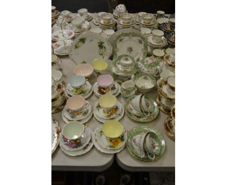 Teawares - a Tuscan china part tea service retailed by Lawley's Regent St, London; a Paragon china part tea service printed w