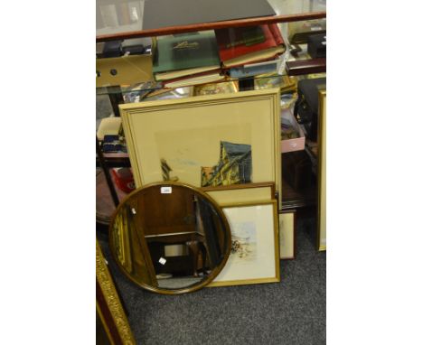 Pictures and Prints - a limited edition print, 7/50 , The George Hotel, Dorchester - on  Thames; a framed coloured lithograph
