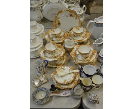 Ceramics - a Victorian part tea service;  Sunderland lustre jug and mug;  Japanese satsuma;  etc 