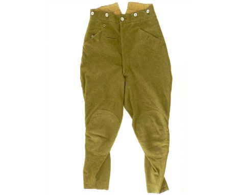 A pair of German Third Reich Sturmabteilung SA Breecheshose/Stiefelhose the calf-length breeches of olive-brown coarse woolle