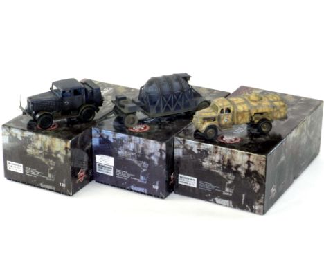 Figarti Miniatures Fuel Trucks and Transporters, Boxed (3): ETG-066 Tri-camo Fuel Truck, ETG-098 Hanomag (V2/Fuel) Tractor, E