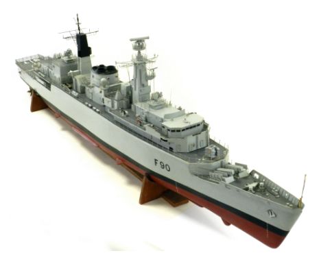 HMS Brilliant Royal Navy Type 22 frigate 1/97 scale - 135cm log super-detailed model of the famous Falklands veteran, complet