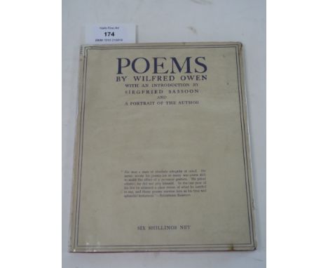 OWEN, Wilfred, Poems. Slim 4to, 1920, first edition. In d/w