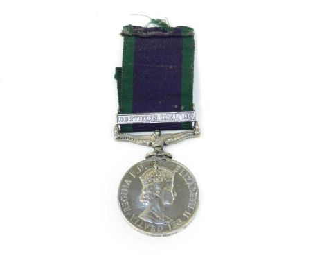 Elizabeth II campaign service medal with Northern Ireland clasp awarded to "24078850 Pte. R. Matthews - Queens"