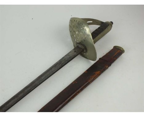 A George V Officer's Sword with remnants of previously etched blade (now rubbed) and details of a Sheffield manufacturer, pie