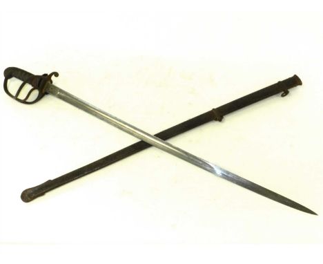 A British 1845 Pattern Artillery Volunteer Officer’s Sword, slightly curved fullered blade by E. Woods &amp; Son, Bow St. Lon