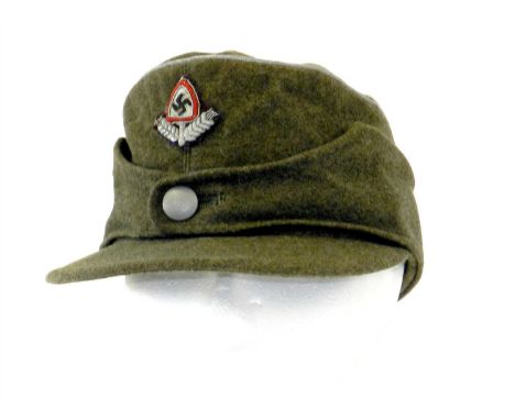 A German Third Reich RAD Officer’s M43 Field/Ski Cap (Reichs Arbeitsdienst – National Labour Service) constructed of earth br