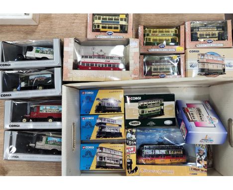 Four boxed Corgi Her Majesty The Queen's 40th Anniversary Vehicles and a selection of Corgi Classic Trains boxed and similar 