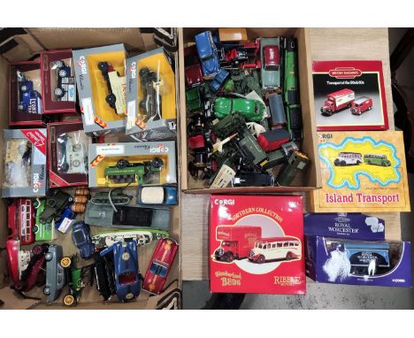 A selection of boxed Corgi Vehicle sets, unboxed diecast and kit built vehicles 