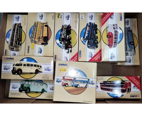 10 originally boxed Corgi Classics buses, tankers etc 