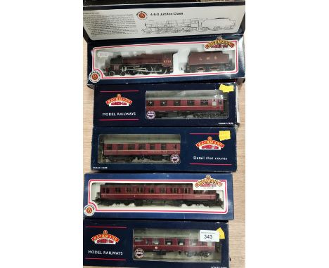 A Bachmann Branch line 00 Gauge boxed Locomotive 31-154 Jubilee Impregnable and four boxed Bachmann Coaches 