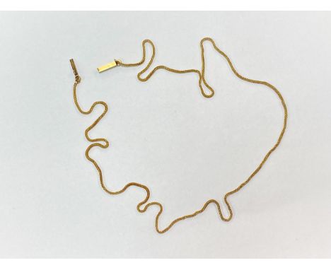 A fine woven yellow metal chain unmarked, tests as 18 carat, 3.5gm 