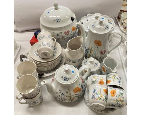 &nbsp;A 'Jasmine' part dinner/tea service by Seltmann Weiden, comprising 4 cups and saucers, teapot, coffee pot, milk &amp; s