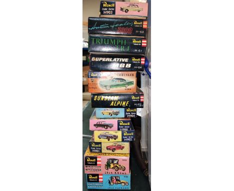 12 Revell vintage boxed plastic kits with mainly cars etc 