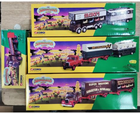 Four originally boxed Corgi Classics Showman's Range No 24801, 16502, 97303, 97092, 97957 and 97022 