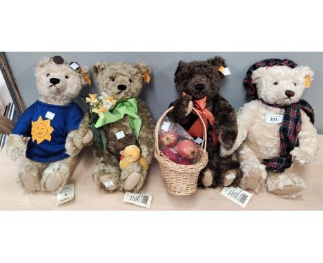 4 Steiff Four Seasons teddy bears - Spring, Summer, Autumn, Winter 35cm long 