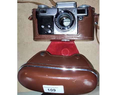 A vintage Eastern European Kiev 4 camera in case with 2/50 lens 