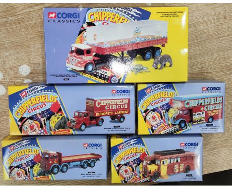 Five originally boxed Corgi Classics Chipperfield Circus sets including No 14201, 97303, 97092, 97957 and 97022 