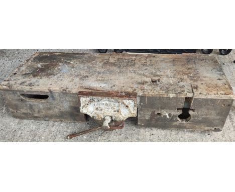A vintage 'Woden' bench vice