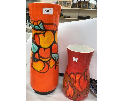 Two 1970's Delphis vases by Poole Pottery, heights 40 &amp; 25 cm 