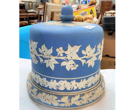 A Wedgwood light blue Jasperware stilton dish and cover, height 28 cm 