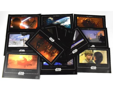 STAR WARS; a group of thirty-one promotional 'Masterworks' 2005 advertising cards, each 21 x 30cm, eleven of which bear signa