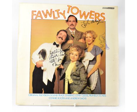 FAWLTY TOWERS; the soundtrack album, bearing the signatures of the four main stars to the front cover, with three further sig