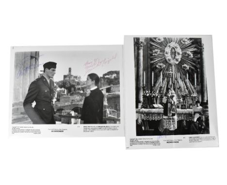 CHRISTOPHER REEVE; two black and white promotional photographs for the film 'Monsignor' from 1982, the first bearing the sign