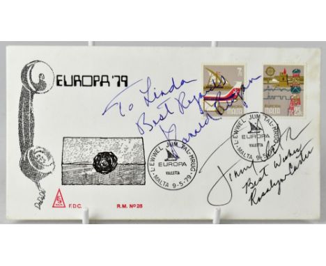 AMERICAN PRESIDENTS; a Europa '79 first day cover bearing the signatures of Ronald Regan, Jimmy Carter and Rosalynn Carter, i