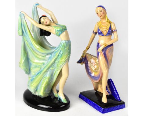 PEGGY DAVIES CERAMICS; a figure 'Lo La Palooza', a limited-edition model of an Art Deco dancing girl, numbered 323, on oval b
