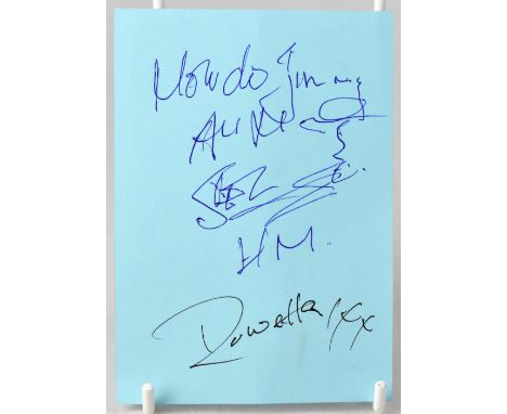 THE HAPPY MONDAYS; a slip of paper bearing the signatures of Shaun Ryder and Rowetta Idah.We have not authenticated these sig