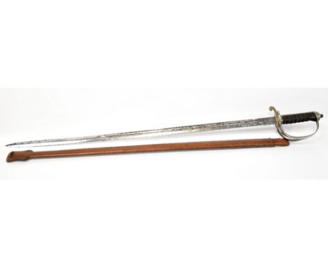 A George V Royal Artillery Officer's sword, the single edged steel etched blade with proved poinçon, the steel three-bar hilt