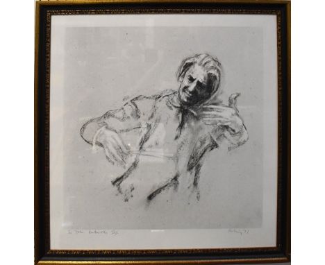 AFTER HAROLD RILEY (born 1934); a limited-edition monochrome print 'Sir John Barboroli', a half-length portrait, signed, titl