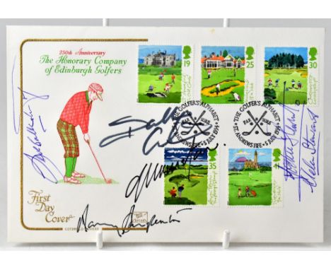 VARIOUS SPORTS; an 'Honorary Company of Edinburgh Golfers' first day cover, bearing the signatures of various sports stars in