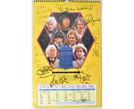 DOCTOR WHO; a calendar depicting the earlier Doctors and bearing their signatures, including Tom Baker and Jon Pertwee.We hav