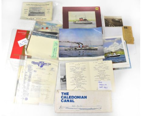 A quantity of maritime ephemera to include various prints of ships, information sheets regarding the Suez Canal, further ferr