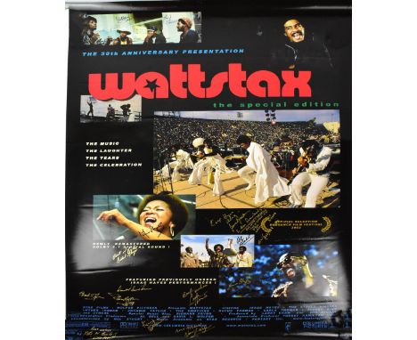 WATTSTAX; a poster for the Special Edition 30th Anniversary, bearing signatures of numerous stars and published by Columbia P