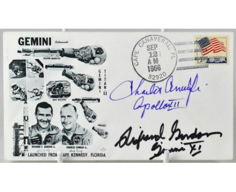 SPACE EXPLORATION; a 1966 first day cover bearing the signatures of Charles 'Pete' Conrad and Richard Gordon.We have not auth