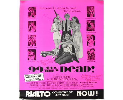 RICHARD HARRIS; a poster for the film '99 and 44/100% Dead!', bearing the signatures of Richard Harris, Bradford Dillman and 