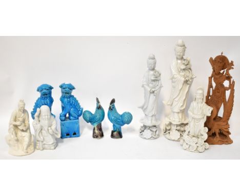 A group of 20th Oriental century blanc de Chine figures to include geishas, a potter at his wheel, a travelling sage and othe