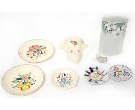 POOLE; a group of marching and non-matching ceramics to include two plates, small decorative plaques to include an octagonal 