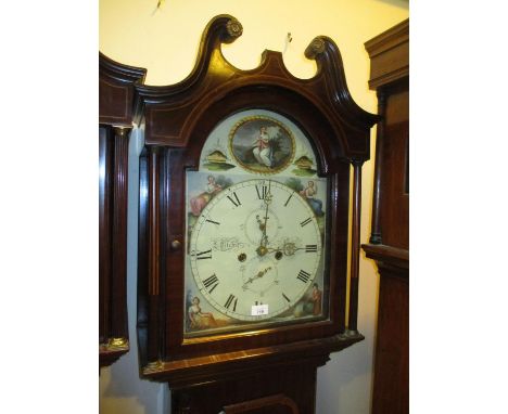 S. Ritchie Forfar Painted Dial 8 Day Inlaid Mahogany Longcase Clock